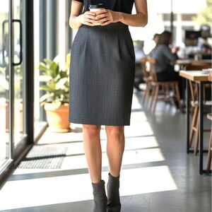 Marie Brunon Paris Vintage Heathered 90s Pencil Skirt Lined EU 42 US 10 12 Chic